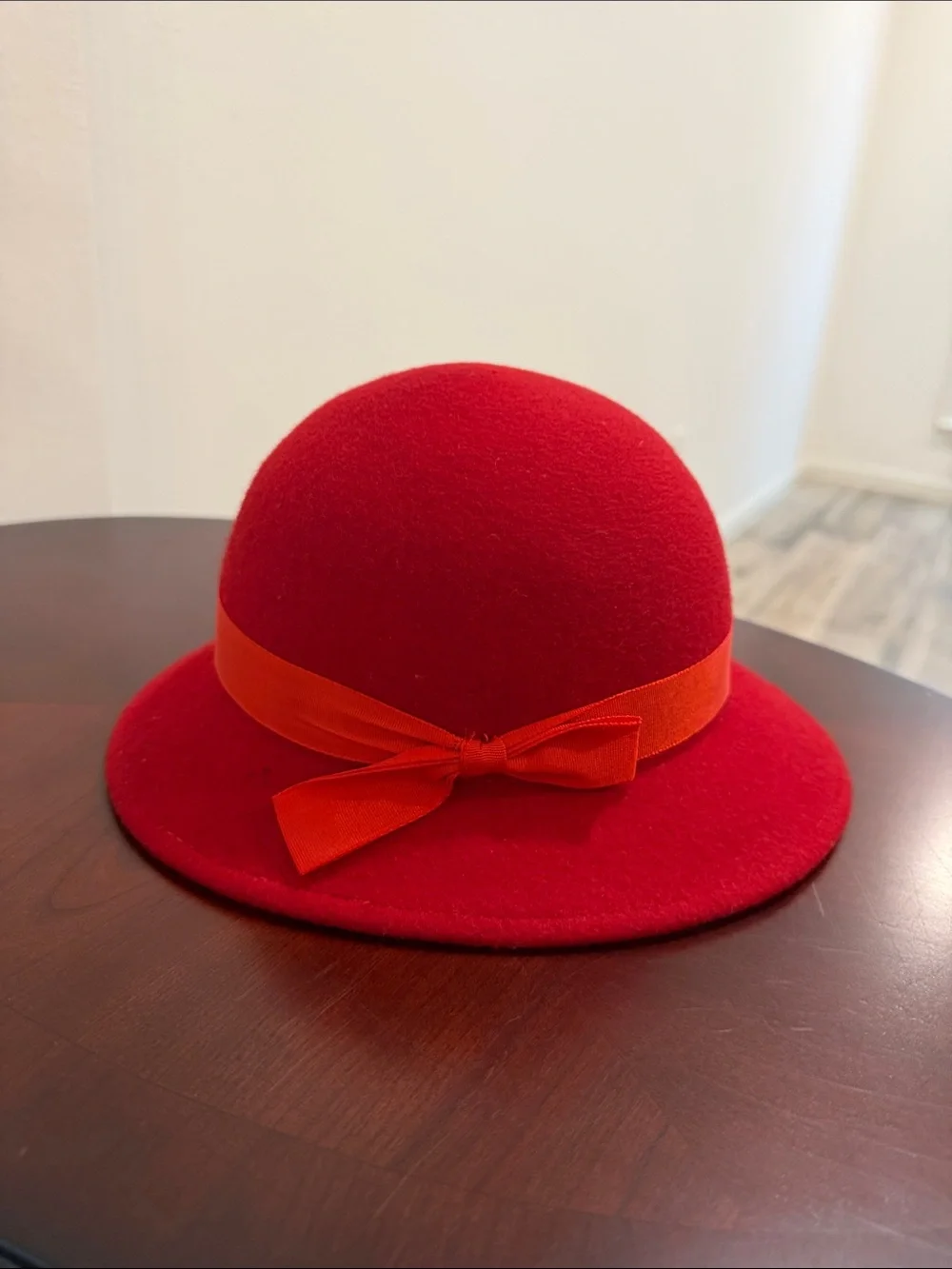 Red-Bow Cloche Hat